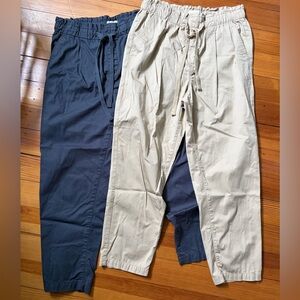 LOFT Drawstring Joggers - Navy and Beige